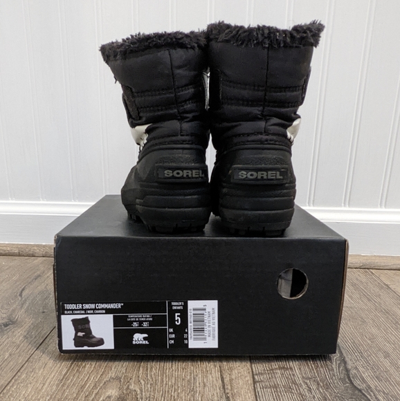 *SOLD* Sorel Commander Black Winter Snow Boots Toddler 5 - Picture 4 of 6
